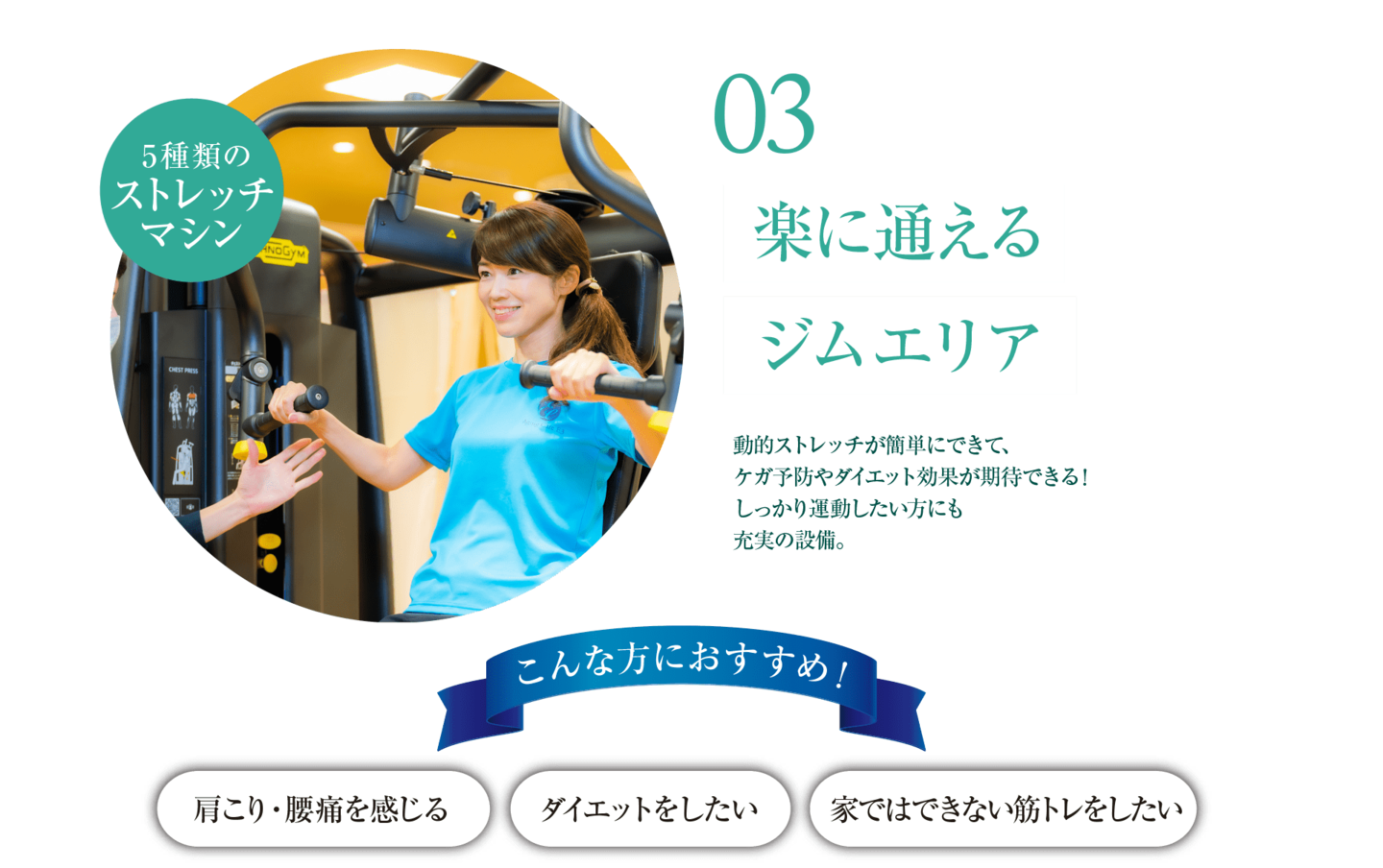 楽に通えるジムエリア